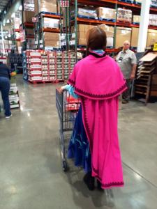 Katie pushing our cart through Costco!